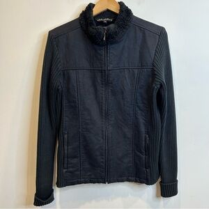 Lady Hathaway Faux Suede Zip Up Jacket Black